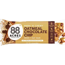 88 Acres Warm 'N' Chewy Gluten-Free Oatmeal/Chocolate Chip Seed and Oat Bar, 1.6 oz., 9 Bars/Box (315111)