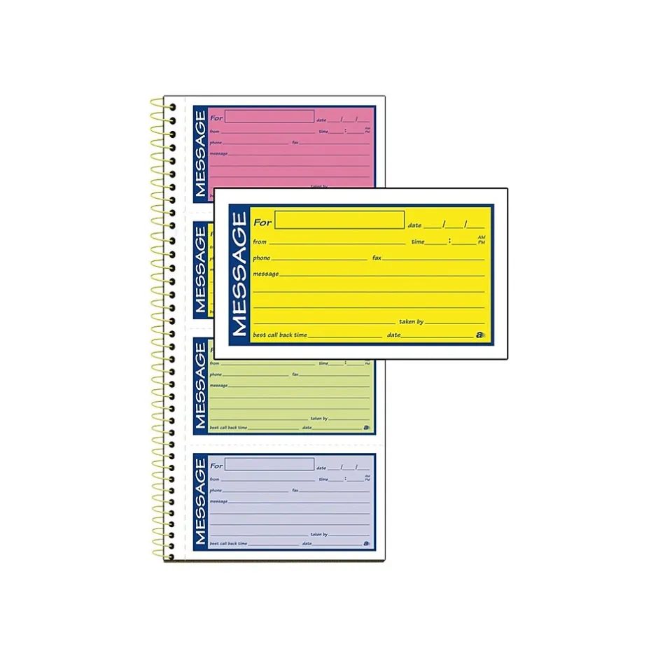 Adams High Impact Phone Message Pad, 5.25" x 11", Wide Ruled, Blue/Yellow/Green/Pink, 50 Sheets/Pad (SC1153RB) Sale