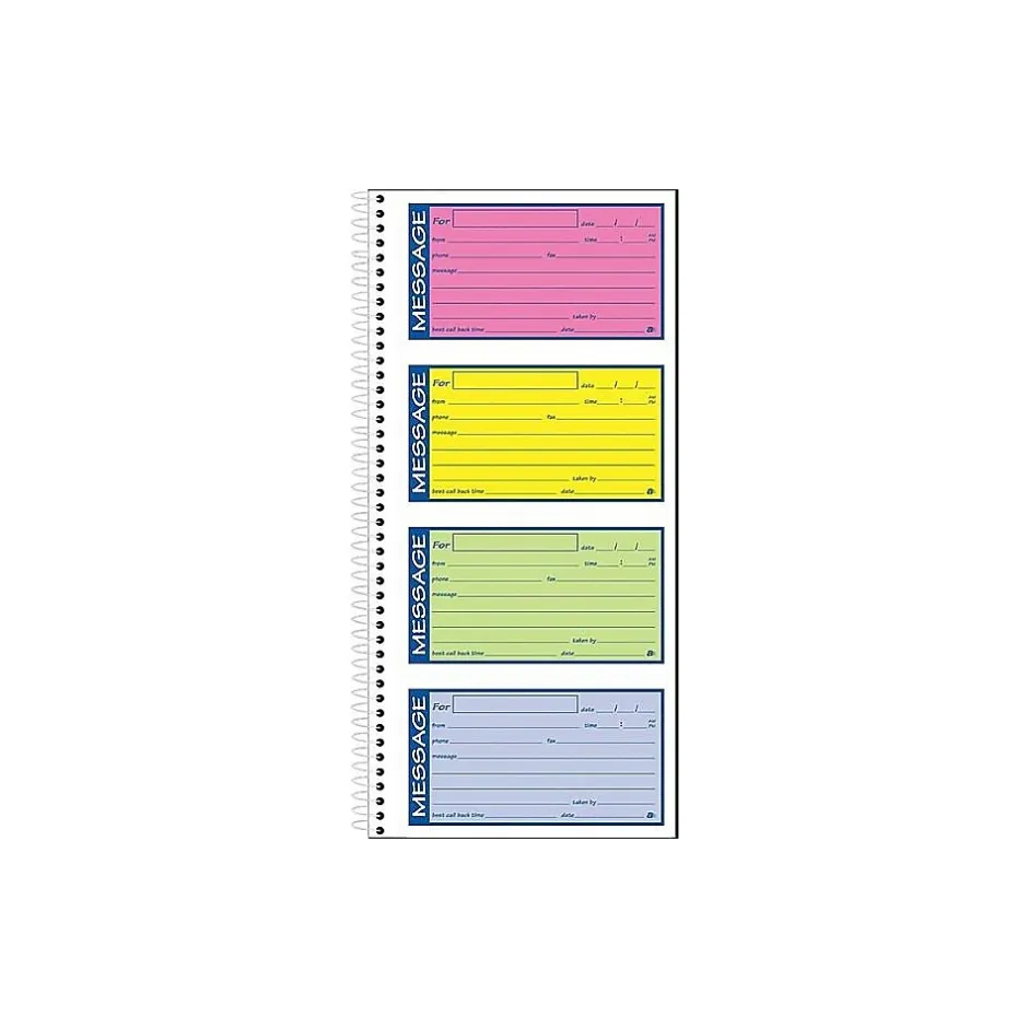 Adams High Impact Phone Message Pad, 5.25" x 11", Wide Ruled, Blue/Yellow/Green/Pink, 50 Sheets/Pad (SC1153RB) Sale