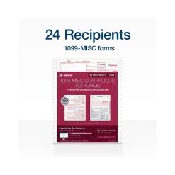 Adams 2024 1099-MISC Tax Form, 4-Part, 2-Up, Copy A, 1, B, 2, 24/Pack (STAX524MISC-24)