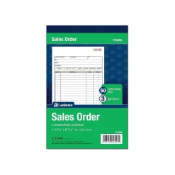 Adams 3-Part Carbonless Sales Orders, 8.44"L x 5.56"W, 50 Sets/Book (TC5805)