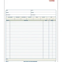 Adams 2-Part Carbonless Work Orders, 8.375" x 10.4375", 50 Sets/Book (DC8100)