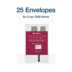Adams 2024 Self-Seal Security-Tinted Double-Window 1099 Tax Envelope, 9" x 5-5/8", White, 25/Pack (STAX1-24)