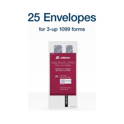 Adams 2024 Self-Seal Security-Tinted Double-Window 1099 Tax Envelope, 8.75" x 3.75", White, 25/Pack (STAX3-24)