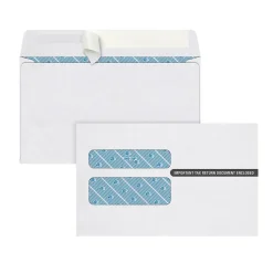 Adams Self Seal Security Tinted Double Window W-2 Tax Form Envelope, White, 100/Pack (7510PS100)
