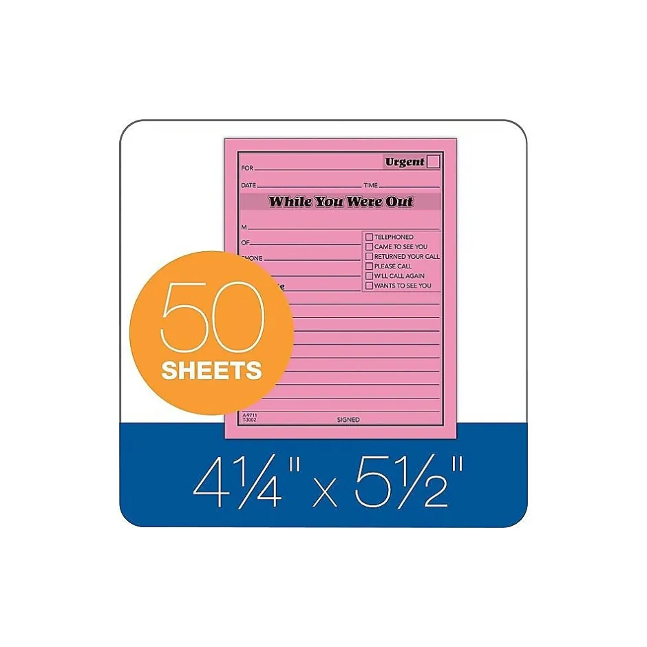 Adams While You Were Out Memo Pads, 4.25" x 5.5", Assorted Colors, 50 Sheets/Pad, 6 Pads/Pack (9711NEON) Sale