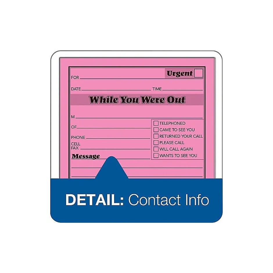 Adams While You Were Out Memo Pads, 4.25" x 5.5", Assorted Colors, 50 Sheets/Pad, 6 Pads/Pack (9711NEON) Sale