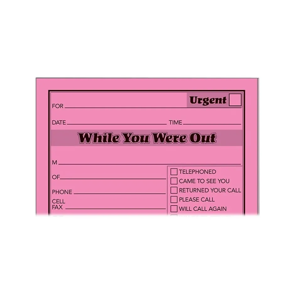 Adams While You Were Out Memo Pads, 4.25" x 5.5", Assorted Colors, 50 Sheets/Pad, 6 Pads/Pack (9711NEON) Sale