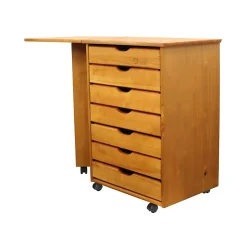 Adeptus Drop Leaf 7-Drawer Vertical File Cabinet, Mobile, Specialty, Medium Pine, 15" (76178)