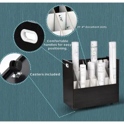 AdirOffice 21-Slot Mobile Roll File Cabinet, 28.5"H x 30"W x 15.75"D, Black (625-BLK-KIT1)