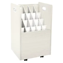 AdirOffice 20-Slot Mobile Roll File, Lockable, 24.75"H x 15.25"W x 13.25"D, White (624-WHI-KIT1)