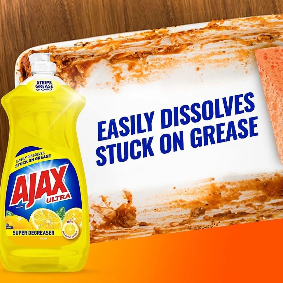 Ajax Super Degreaser Liquid Dish Soap, Lemon, 28 oz. (144673)