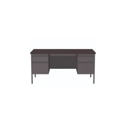 Alera 60"W Double Pedestal Desk, Mahogany/Charcoal (ALEHSD6030CM)