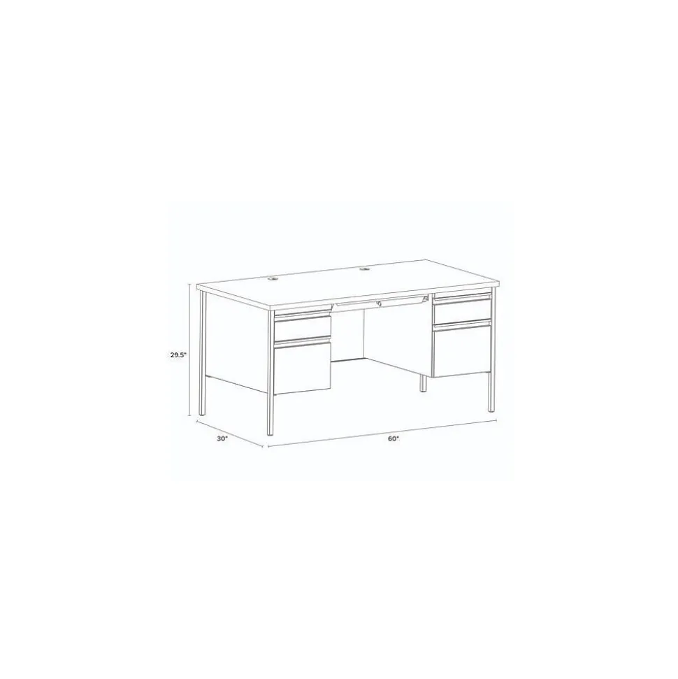 Alera 60"W Double Pedestal Desk, Mahogany/Charcoal (ALEHSD6030CM)