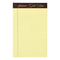 Ampad Gold Fibre Notepads, 5" x 8", College Ruled, Canary, 50 Sheets/Pad, 12 Pads/Pack (TOP 20-004R)