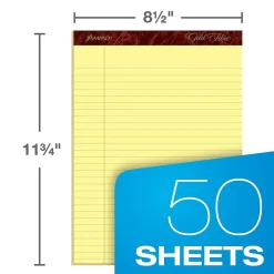 Ampad Gold Fibre Notepads, 8.5" x 11.75", Wide Ruled, Canary, 50 Sheets/Pad, 4 Pads/Pack (TOP20-032R) Clearance