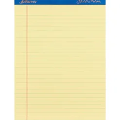 Ampad Gold Fibre Notepad, 8.5" x 11.75", Wide Ruled, Canary, 50 Sheets/Pad, 12 Pads (20-064) Clearance