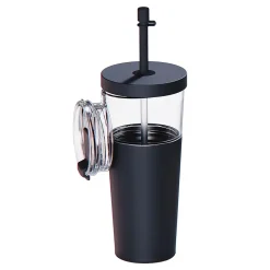 ASOBU Marina See-Through Triton Tumbler with Flexible Straw, 28 oz., Black (ICT400)
