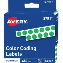 Avery Color-Coding Labels in Dispenser, 1/4" Dia, Green, 450 Stickers/Pack (5791) Sale
