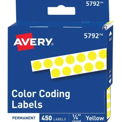 Avery Color-Coding Labels in Dispenser, 1/4" Dia, Yellow, 450 Stickers/Pack (5792) New