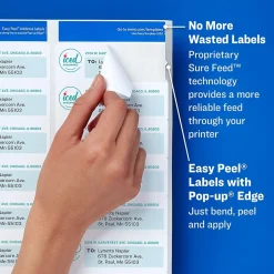 Avery Easy Peel Inkjet Address Labels, 1" x 2-5/8", White, 750 Labels/Pack (8160)