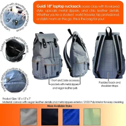 Bazic Guidi Canvas Laptop Backpack, Large, Black (1116)