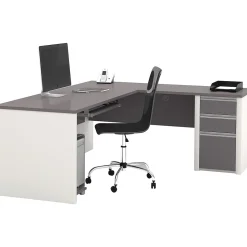 Bestar Connexion 71" L-Shaped Desk, Slate/Sandstone (93880-59)