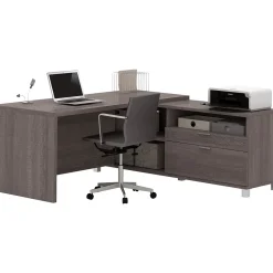 Bestar Pro-Linea 71"W L-Desk, Bark Grey (120863-47)