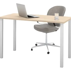 Bestar 48"W Table Desk with Square Metal Legs, Northern Maple (65855-38)
