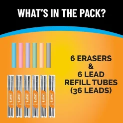 BIC Break Resistant Mechanical Pencil Lead and Eraser Refills, 12/Pack (LMV7PR42-AST) Online
