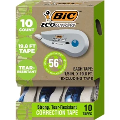 BIC Ecolutions Wite-Out Brand Correction Tape, White, 10/Pack (WOET10-WHI)