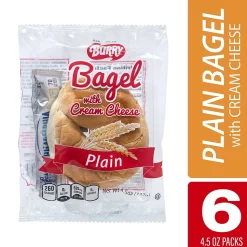 Burry Individually Wrapped Plain Bagel w/ Cream Cheese, 4.6 Oz, 6/Box (307-00370)