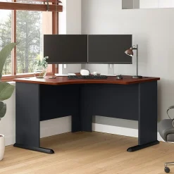Bush Business Furniture Cubix 48"W Corner Desk, Hansen Cherry/Galaxy (WC90466A)