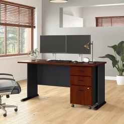 Bush Business Furniture Cubix 60W Desk with Mobile File Cabinet, Hansen Cherry (SRA003HCSU)