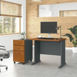 Bush Business Furniture Cubix 36W Desk with Mobile File Cabinet, Natural Cherry/Slate (SRA024NCSU)