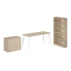 Bush Business Furniture Vista 72"W Desk with Lateral File Cabinet and Bookcase, Natural Elm (VST011NESU)