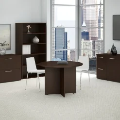 Bush Business Furniture 42W Round Conference Table with Wood Base, Mocha Cherry (99TB42RMR)