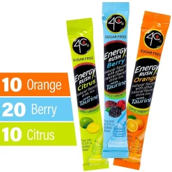 4C Energy Rush Sugar Free Drink Mix with Taurine Variety Pack 40CT (220-02037)