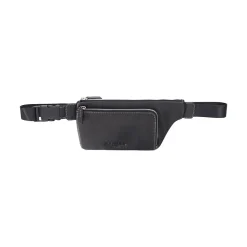 Club Rochelier Black Genuine Leather Belt Bag, Small (CL110WB02-Blk)