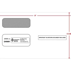 ComplyRight Moistenable Glue Security Tinted Double-Window Tax Envelopes, White, 50/Pack (7777150)