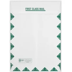 ComplyRight Self Seal Document Envelope 9" x 12 1/2", White/Green, 100/Pack (1492LL)
