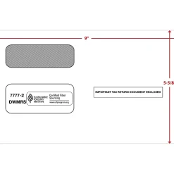 ComplyRight Self Seal Security Tinted Double-Window Tax Envelopes, White, 25/Pack (7777225)