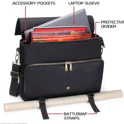 ENHANCE Tabletop Roleplaying Game Fabric Messenger Bag, Black (5871345)