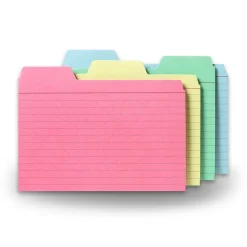 Find It 4" x 6" Tabbed Index Cards, Assorted Colors, 48/Pack (FT07218)