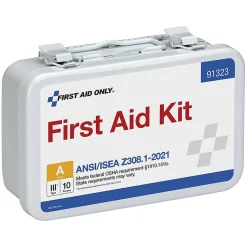 First Aid Only Metal First Aid Kit, ANSI 2021 Class A, 10 People, 76 Pieces (91323)