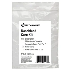 First Aid Only Nosebleed Care Kit,6 Pieces, 25 Packs/Carton (91578)