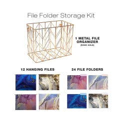 Global Printed Products Deluxe Designer Marble Hanging File Folder Kit, 1/3-Cut Tab, Letter Size, Assorted Colors Outlet