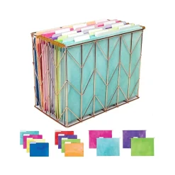 Global Printed Products Deluxe Designer Watercolor Solid Hanging File Folder Kit, 1/3-Cut Tab, Letter Size, Assorted Colors Clearance