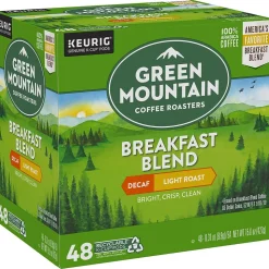 Green Mountain Breakfast Blend Decaf Coffee Keurig® K-Cup® Pods, Light Roast, 48/Box (5000355634)