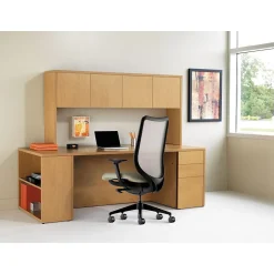 HON 10500 Series Right Pedestal Desk, 2 Box/1 File Drawer, 72"W, Mahogany Finish